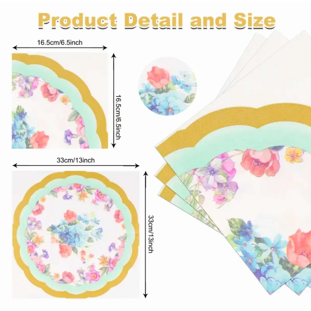 Floral Scalloped Edge Party Luncheon Paper Napkins, 20 ct